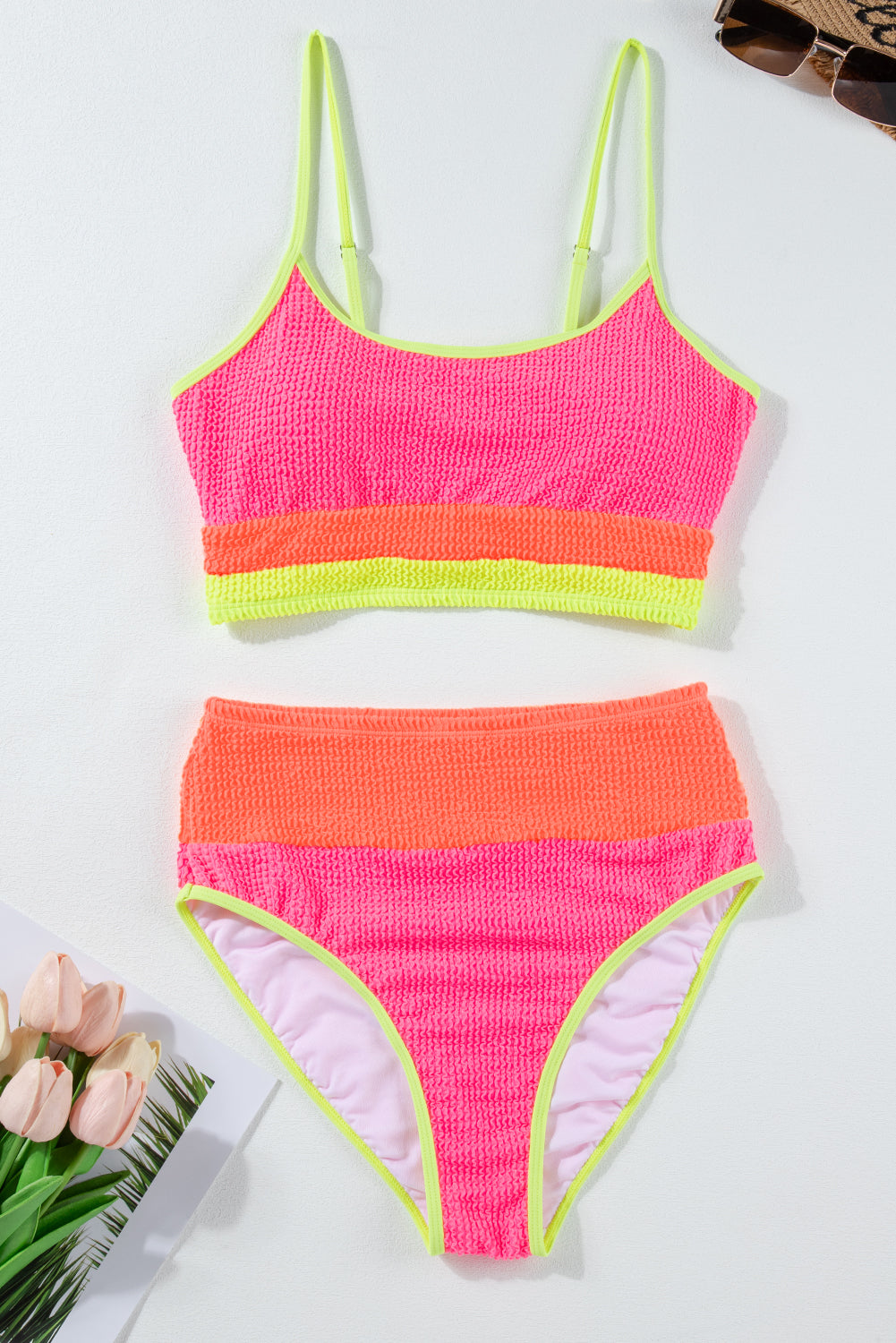 Colour Block High Waisted Sexy Bikini Set | Bonbon