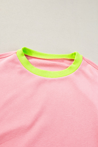 Colourblock Bubble Sleeve Sweatshirt | Pink