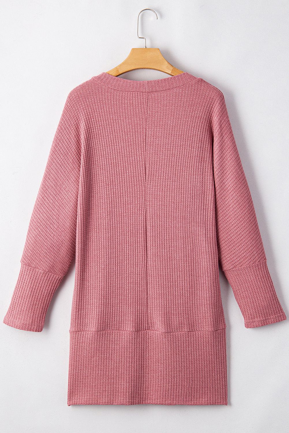 Solid Colour Waffle Knit Cardigan With Pocket | Mineral Red