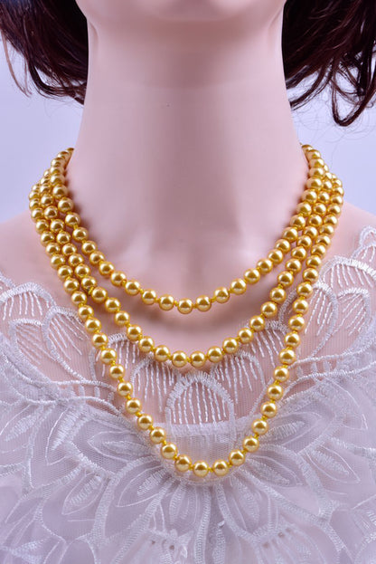 Faux Pearl Beaded Layered Necklace | Gold