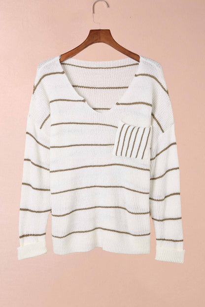 Chest Pocket d Sweater | Stripe