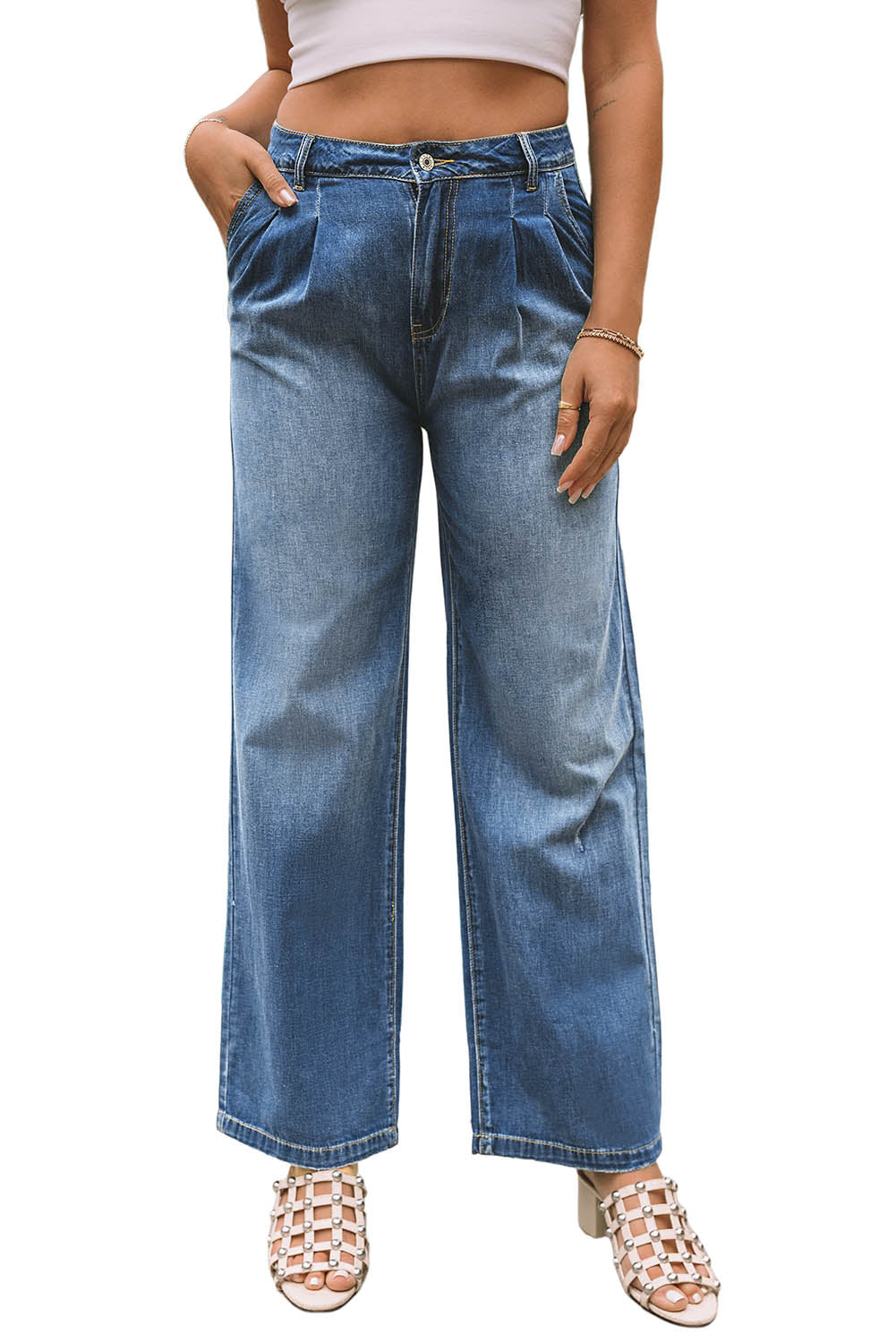 Slouchy Wide Leg Jeans | Blue