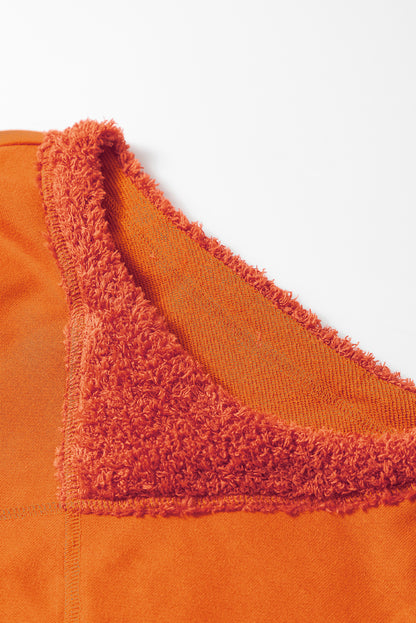 Fleece Patchwork Side Slits High Low Sweatshirt | Carrot