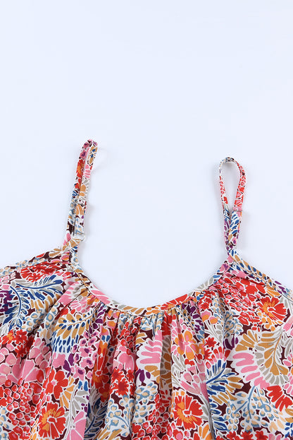 Spaghetti Straps Floral Print Sleeveless Top | Multicolour