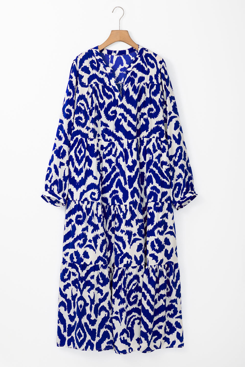 Western Abstract Geometric Printed Maxi Dress | Blue