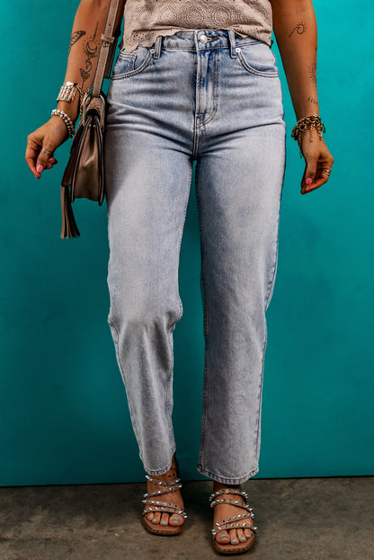 Acid Wash Straight Jeans | Beau Blue