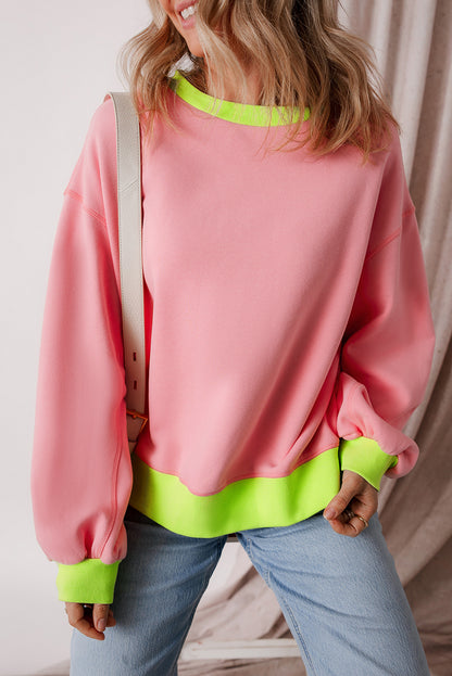 Colourblock Bubble Sleeve Sweatshirt | Pink