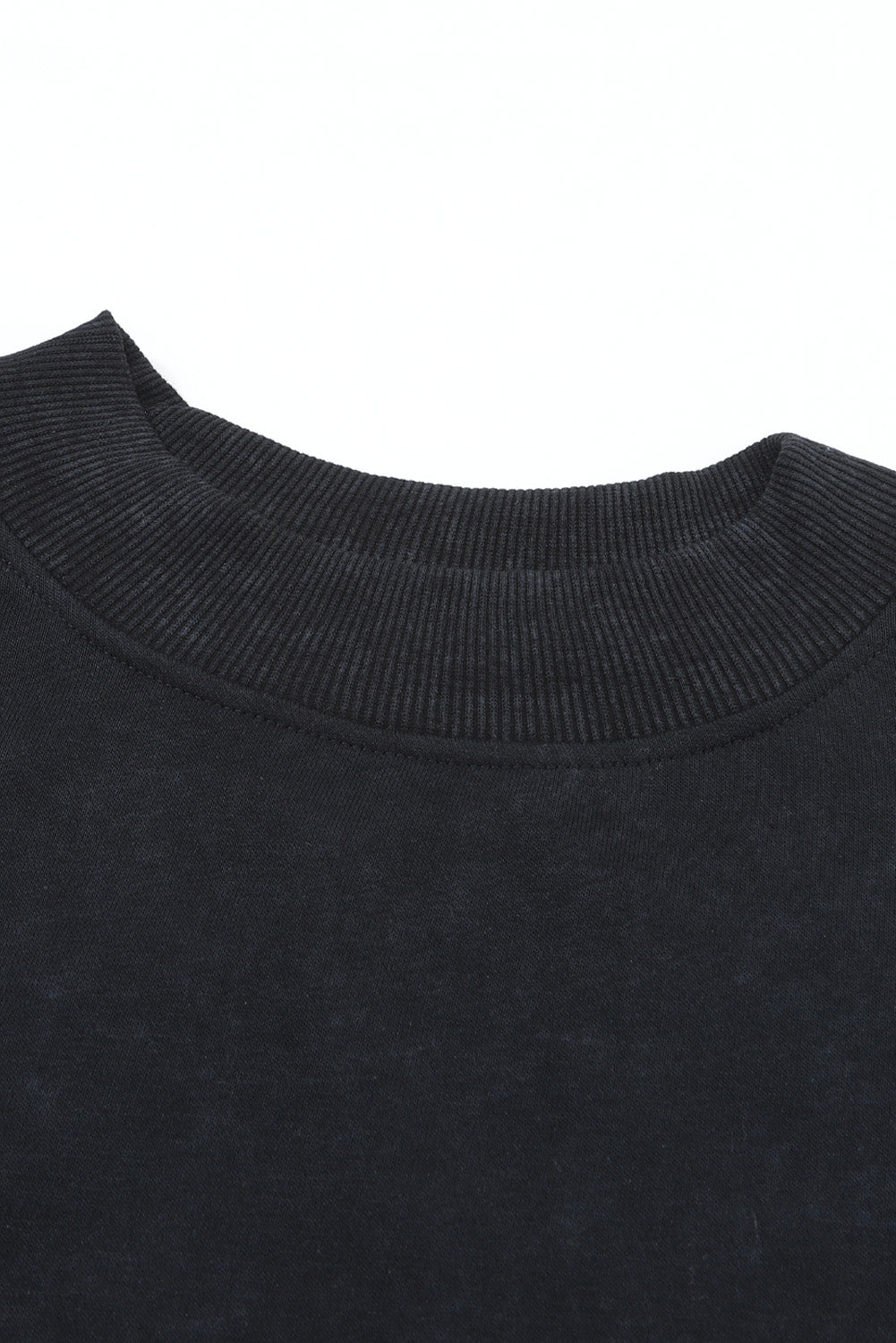 Drop Shoulder Crew Neck Pullover Sweatshirt | Black