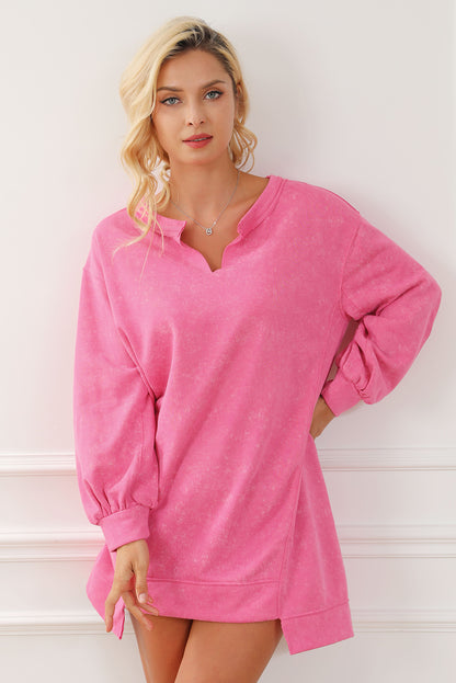 Exposed Seam Drop Shoulder Oversized Sweatshirt | Dark Pink