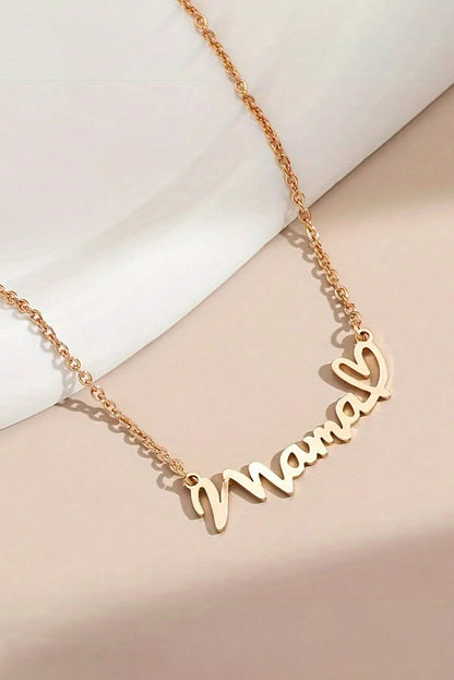 Mama Heart Pendant Chain Necklace | Gold