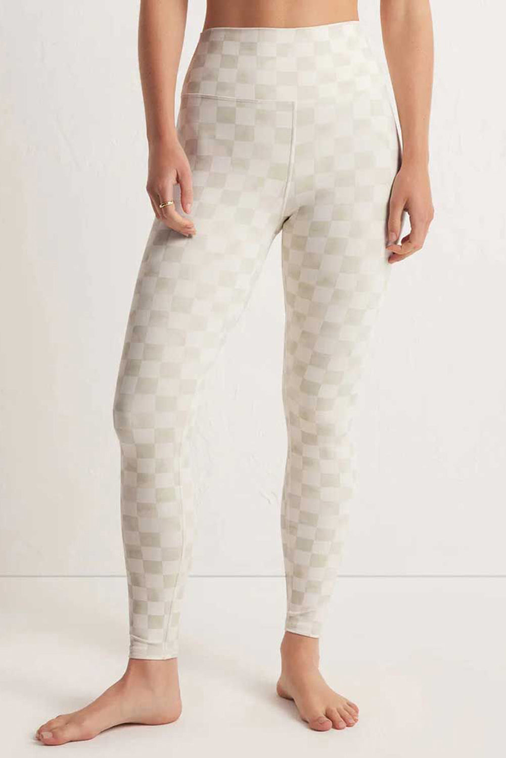 Checkered Pattern High Waist Skinny Leggings | Gray