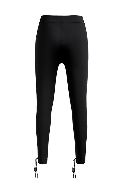 Grommet Lace Up Front Leggings | Black