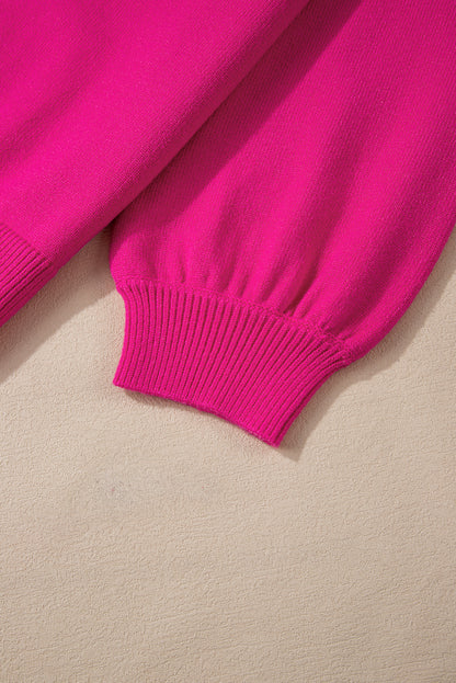 Pearled Decor Raglan Sleeve Plus Size Sweater | Strawberry Pink