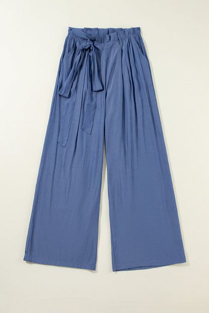 Belted Frilly Waist Wide Leg Loose Pants | Wild Wind