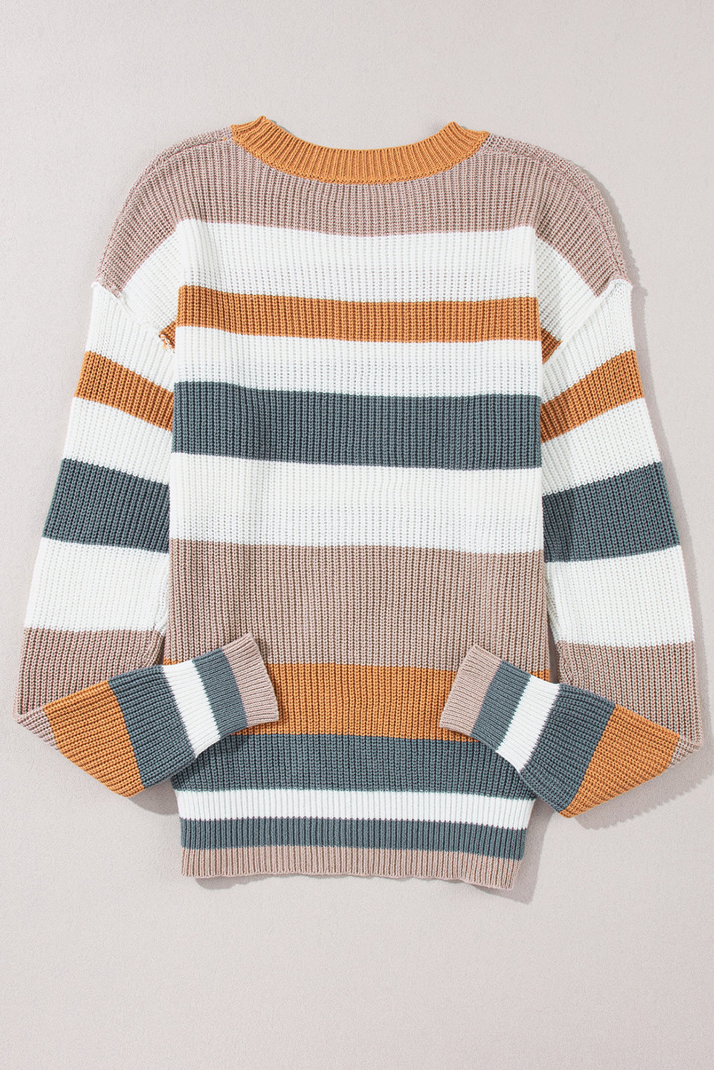 Classic Round Neck Colourblock Knit Sweater | Camel