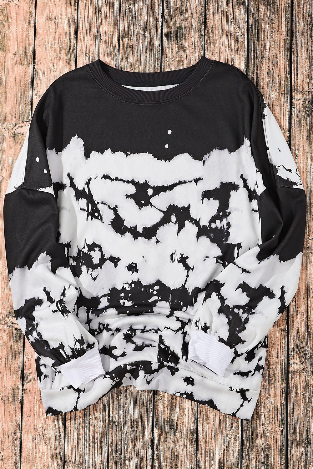 Tie-Dye Drop Shoulder Pullover Sweatshirt | White