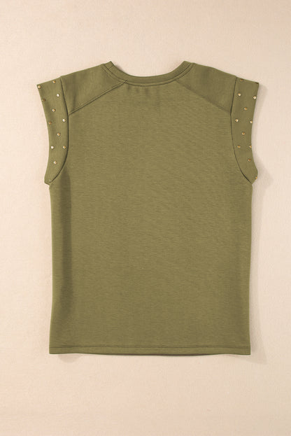 Studded Short Sleeve Top | Guacamole Green