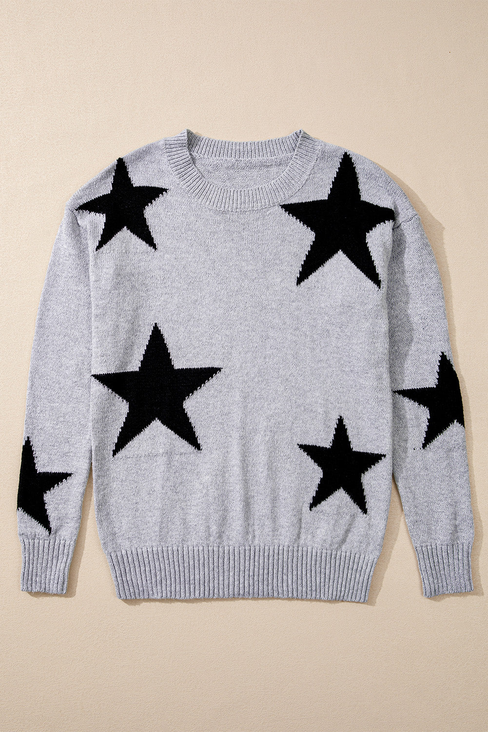 Star Pattern Drop Shoulder Sweater | Gray