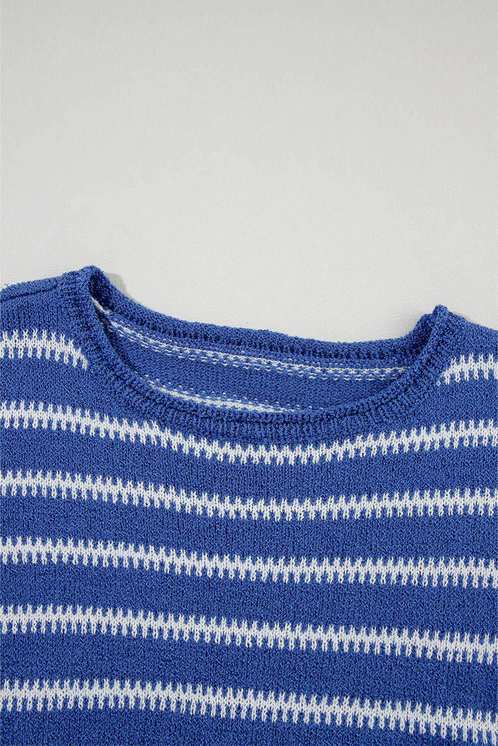 Drop Shoulder Casual Sweater | Sky Blue Stripe