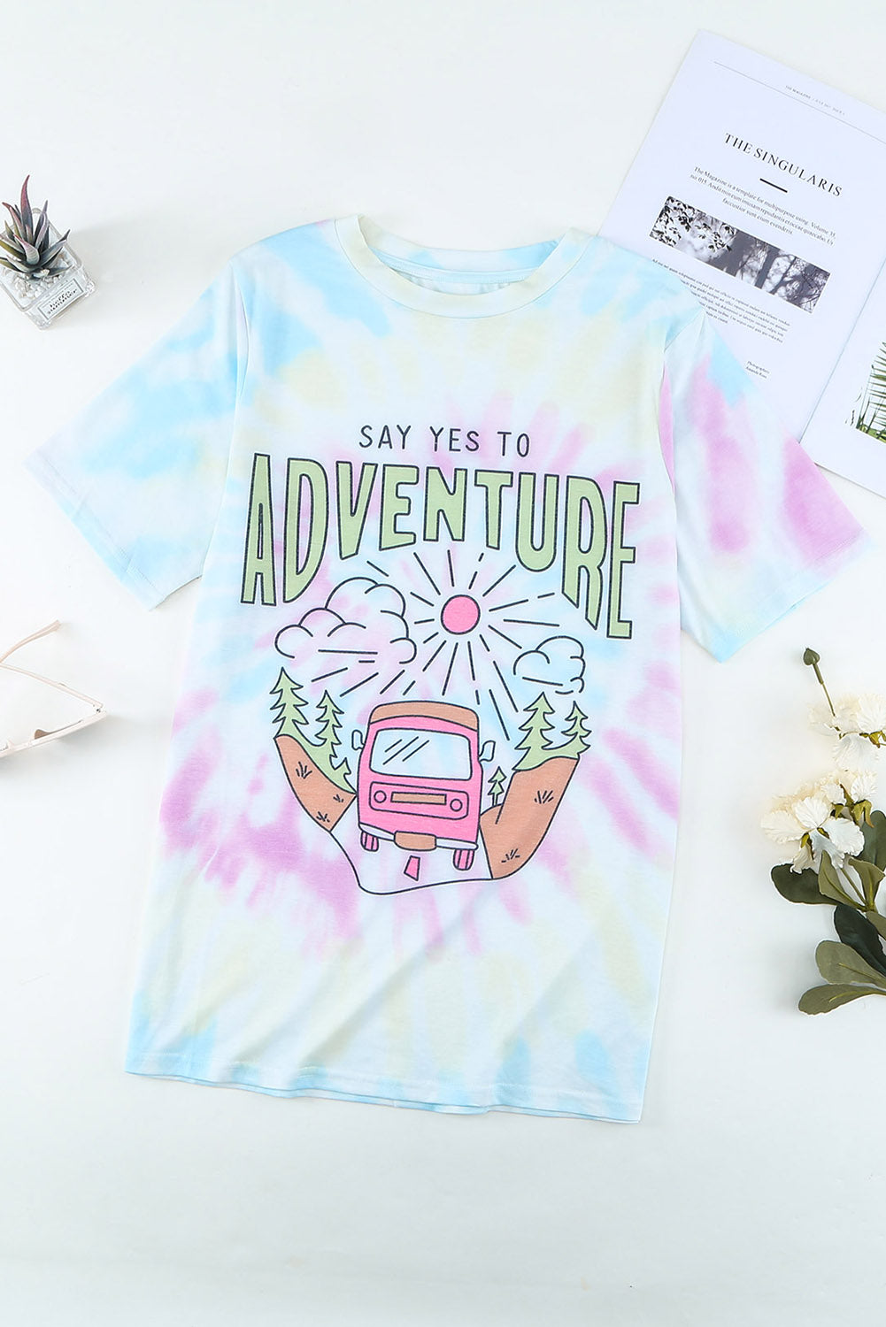 Say Yes To Adventure Tie-Dye Print Tee | White