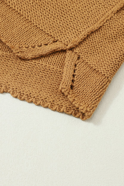 Slouchy Textured Knit Loose Sweater | Brown