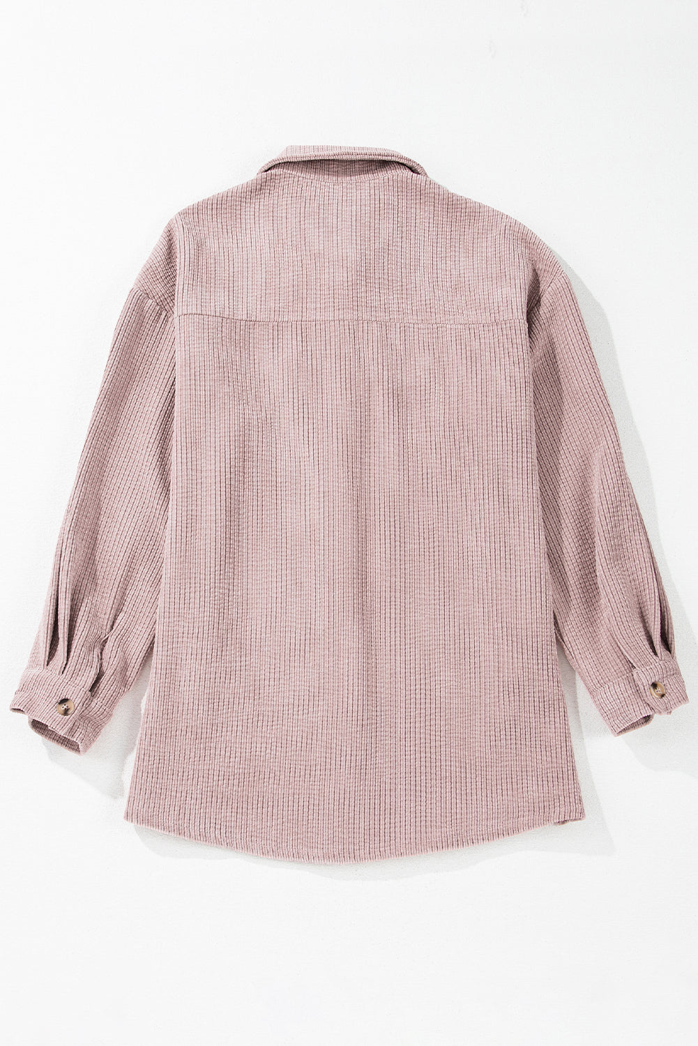 Corduroy Flap Pocket Button Up Shacket | Light Pink