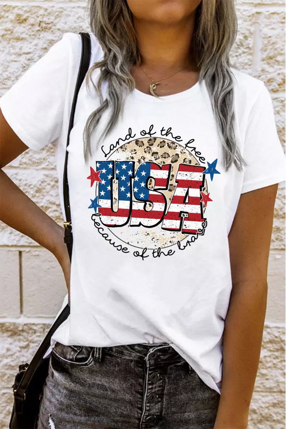 Usa Flag Slogan Graphic T-Shirt | White