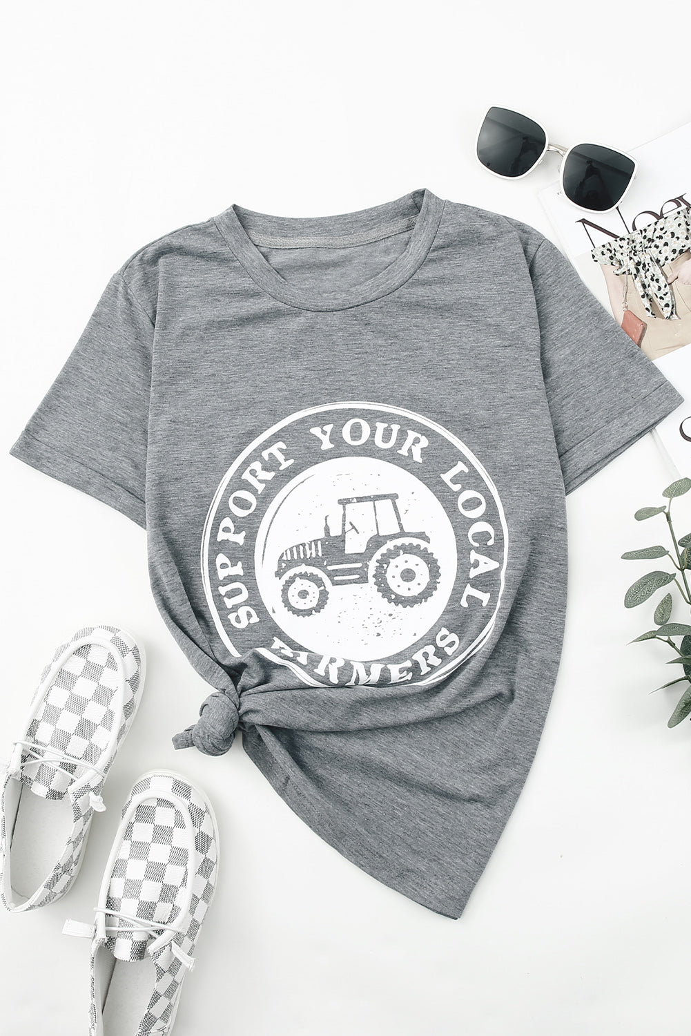 Support Your Local Farmers Graphic Tee | Gray