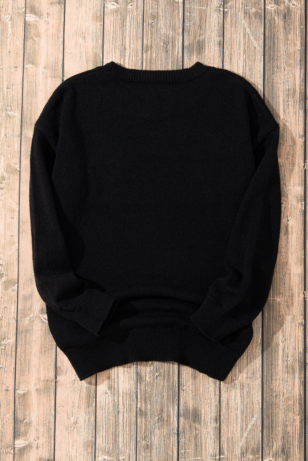 Black Xoxo Glitter Print Round Neck Casual Sweater | Colour black