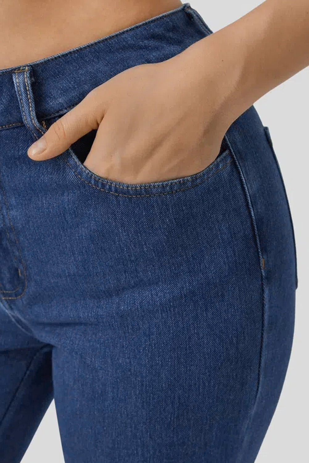 Mid Waist Stretchy Knit Casual Bootcut Jeans | Ashleigh Blue