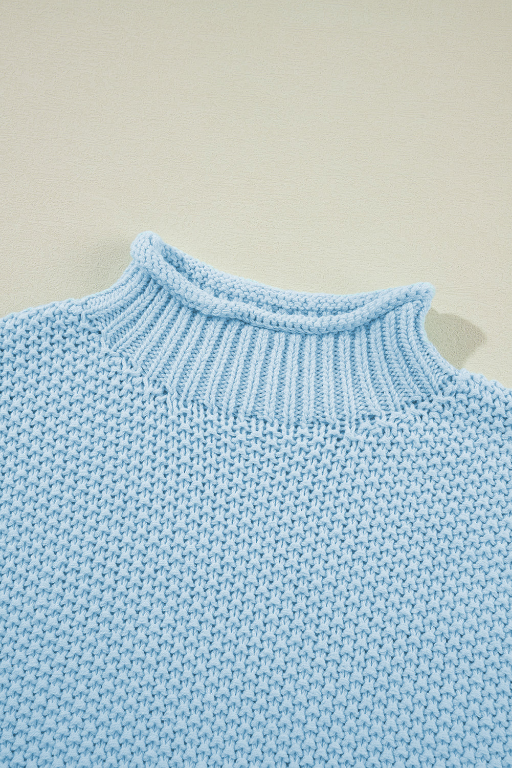 High Neck Bat Short Sleeve Sweater | Iceland Blue