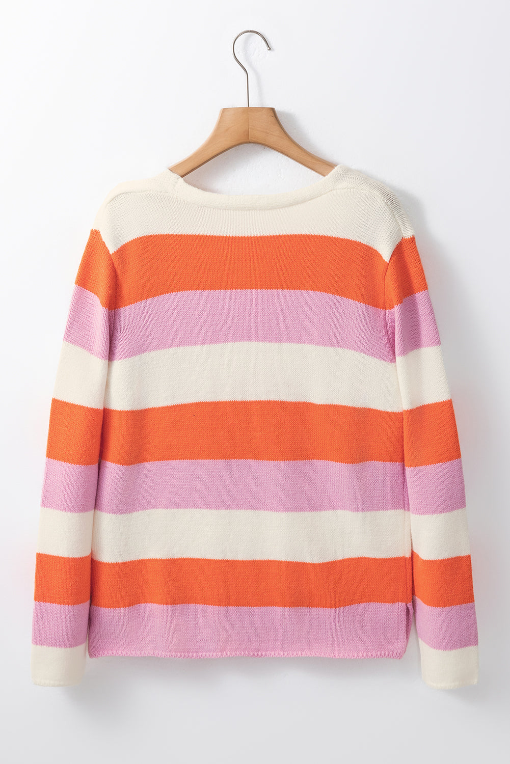 Colourblock V Neck Casual Sweater | Orange Stripe