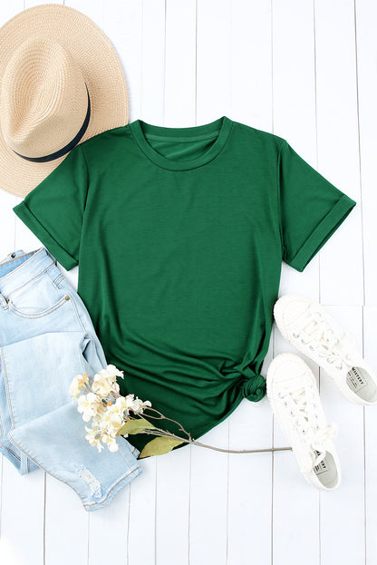 Solid Colour Crew Neck Tee | Green