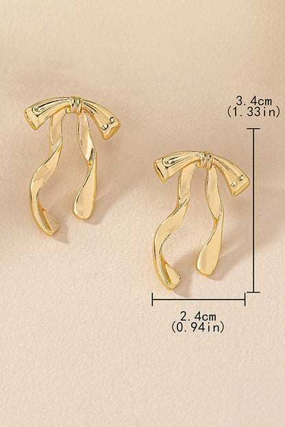 Bow Knot Plated Alloy Stud Earrings | Gold