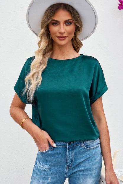 Solid Colour Short Sleeve T Shirt | Green