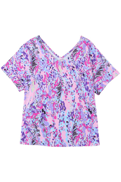 Loose Painted Floral Tee | Pink