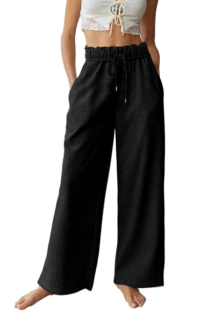 Elastic High Waist Drawstring Sweatpants | Black