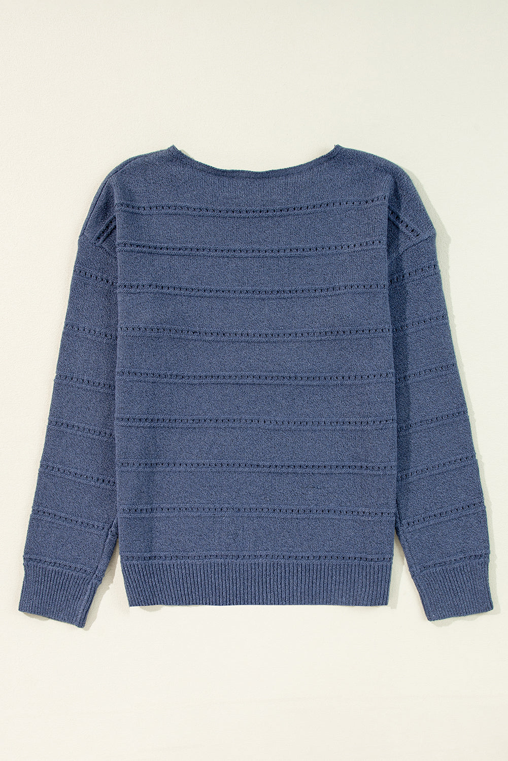 Boat Neck Drop Shoulder Pointelle Knit Sweater | Real Teal