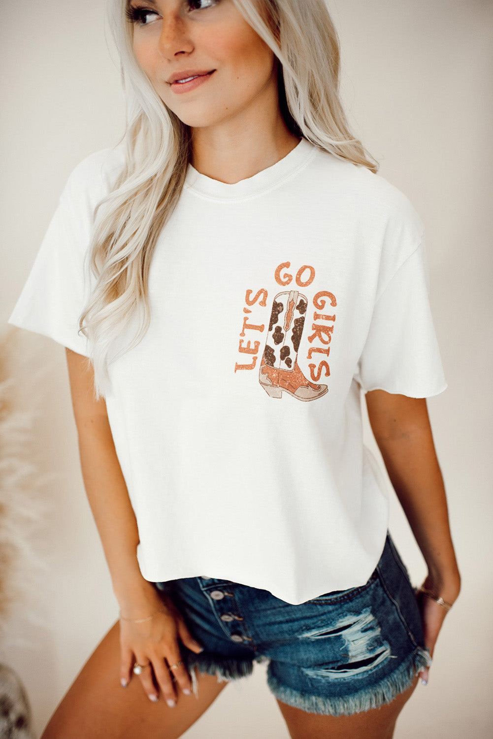 Double-Side Cowboy Hat & Boots Graphic Tee | White