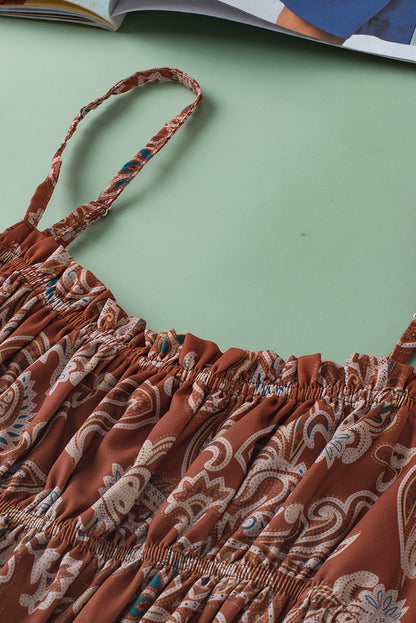 Paisley Ruched Tank Top | Chestnut