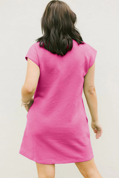 Textured Cap Sleeve T Shirt Dress | Sachet Pink