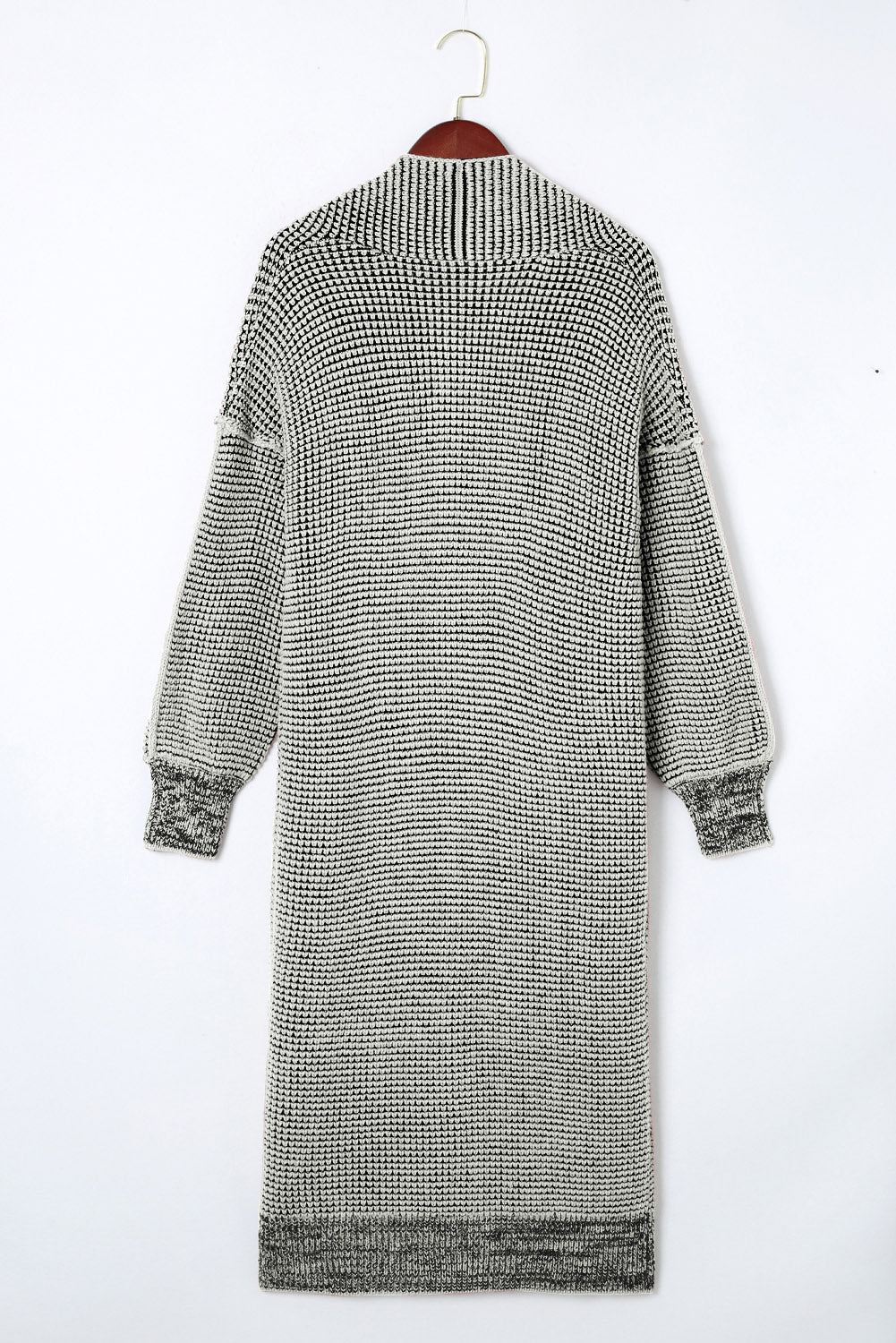 Textured Knit Pocketed Duster Cardigan | Gray