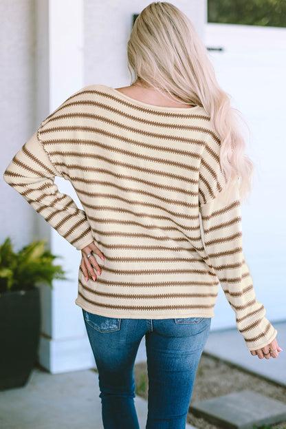 Striped Drop Shoulder Oversized Sweater | Yellow