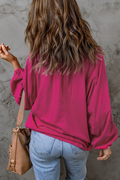 Split V Neck Dolman Top | Rose