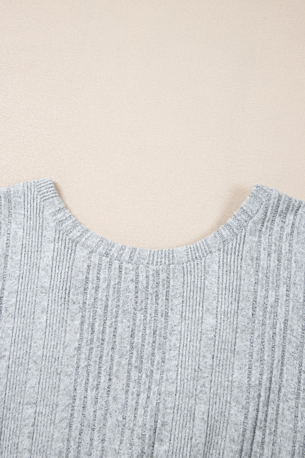 Textured Crossover Backless Knit Long Sleeve Top | Light Grey