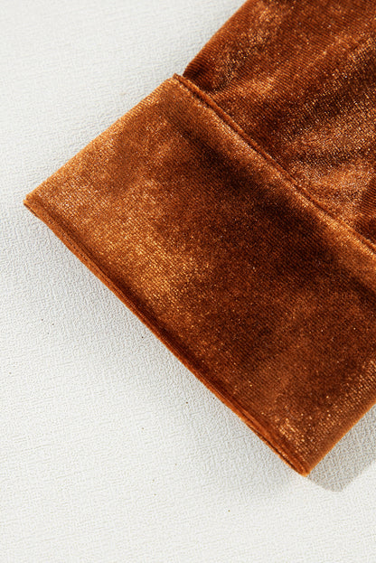 Chest Pocket Velvet Shirt | Chestnut