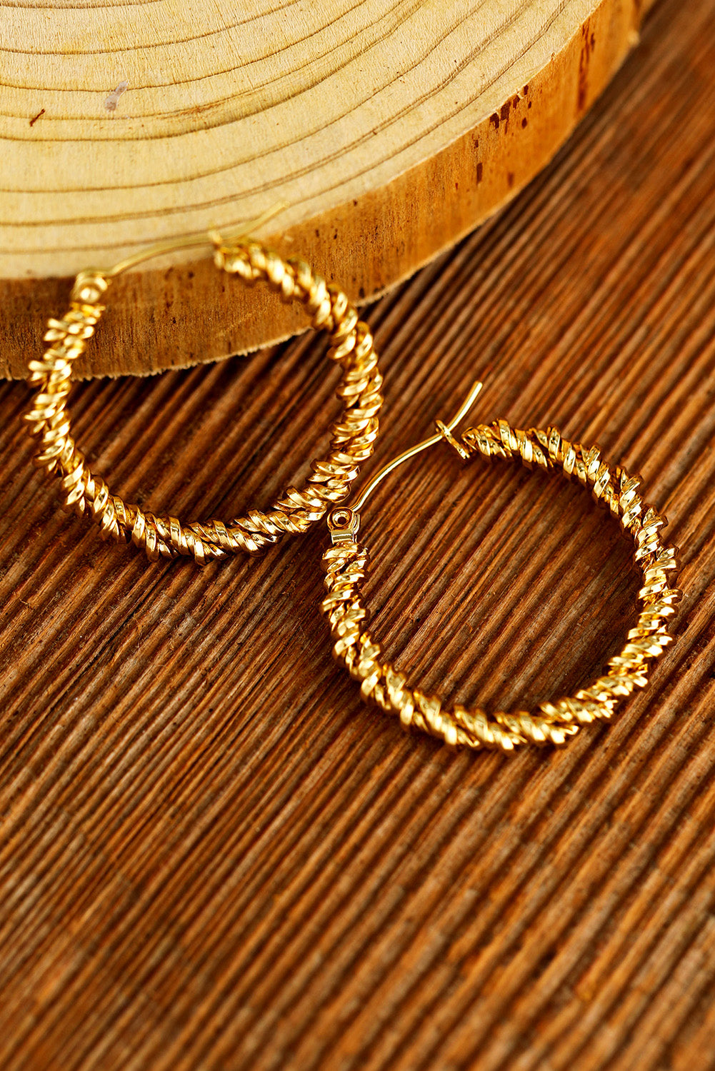 Vintage Textured Hoop Earrings | Gold