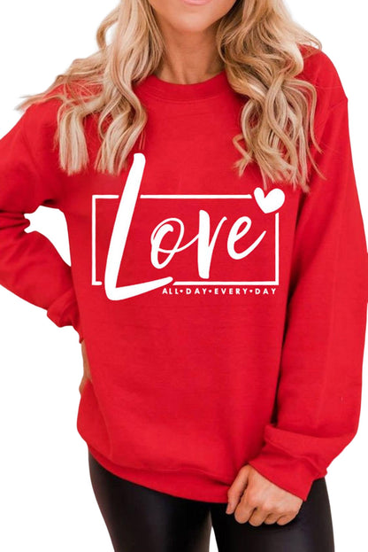 Fiery  Valentine'S Day Love Graphic Sweatshirt | Red