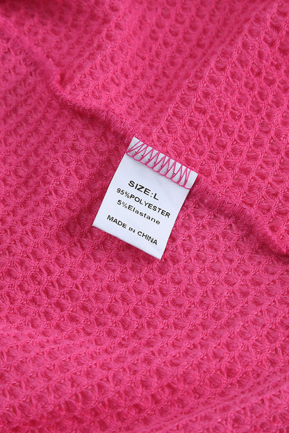 Waffle Knit Button Up Casual Shirt | Pink