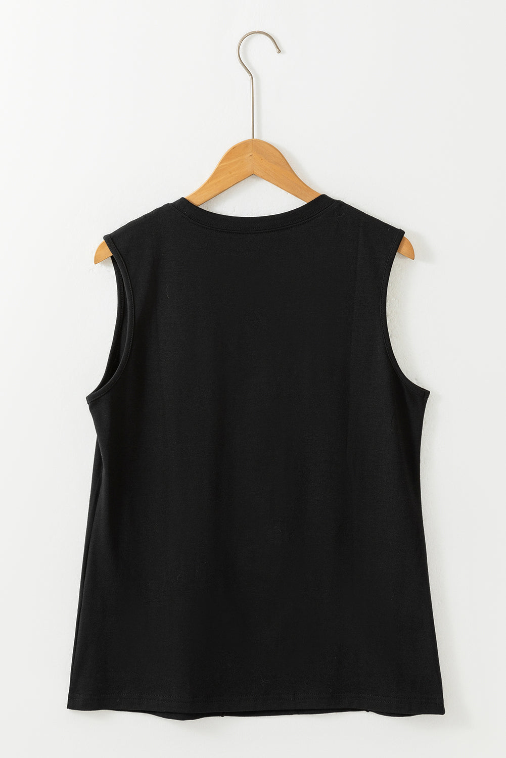 Crew Neck Pleated Tank Top | Black